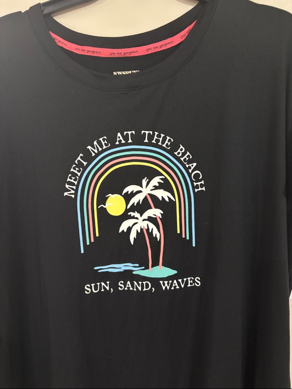 Joyspun Black Graphic Beach Tee - Meet Me At The Beach - Picture 2 of 4